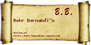 Behr Barnabás névjegykártya